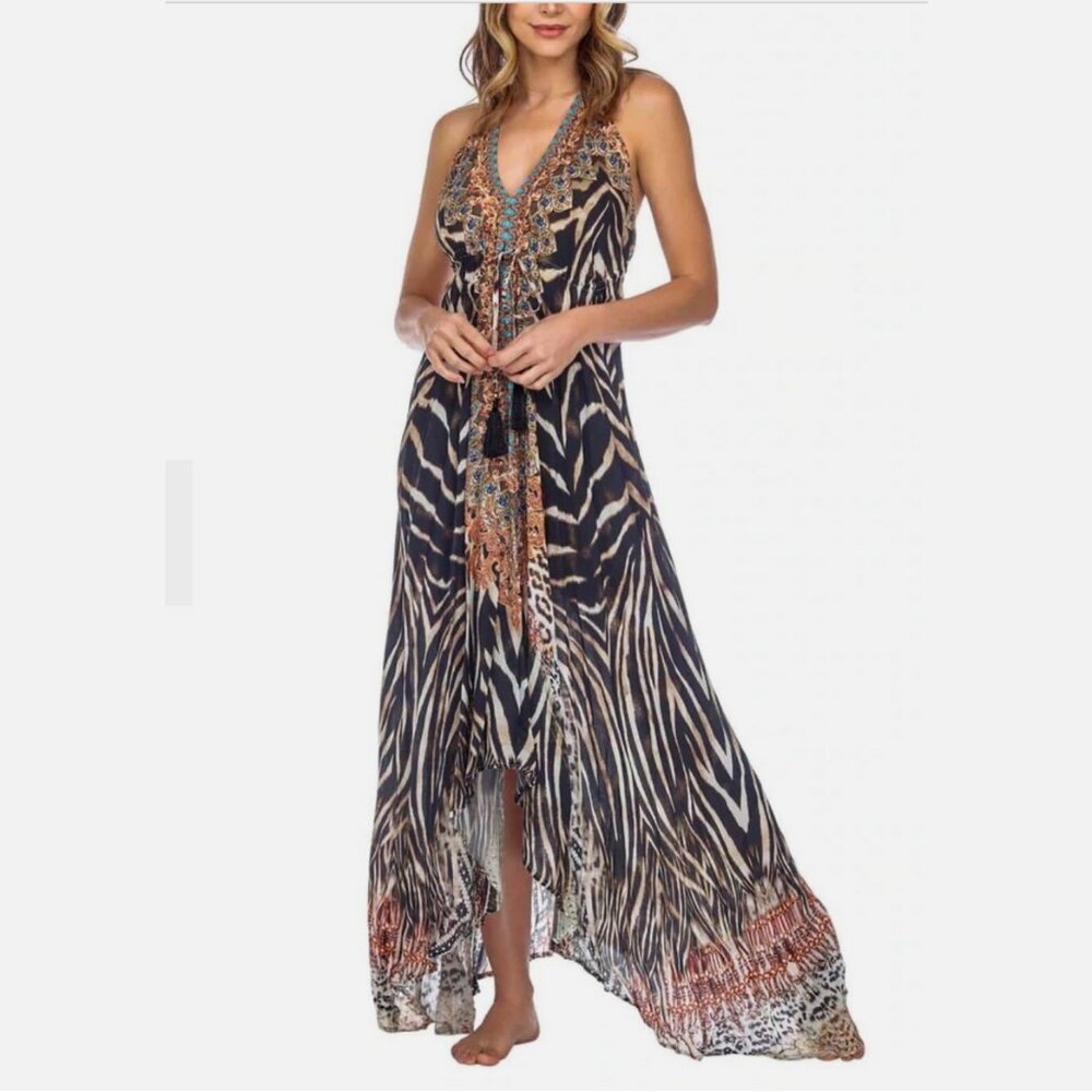 La Moda Halter Handkerchief Maxi Dress